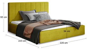 Čalúnená manželská posteľ s roštom Ante 200 - žltá