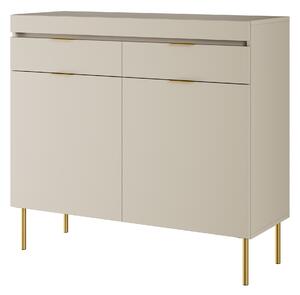 Komoda Sentia 105 cm s 2 zásuvkami - kašmírová / zlatá