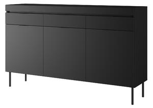Komoda Sentia 157 cm s 3 zásuvkami - čierna / čierna