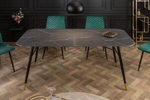 Invicta Interior - Dizajnový jedálenský stôl PARIS 180 cm sklo, mramorový vzhľad, antracit
