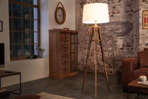 Nemecko - Priemyselná stojanová lampa TRIPOD 158 cm retro z borovicového dreva