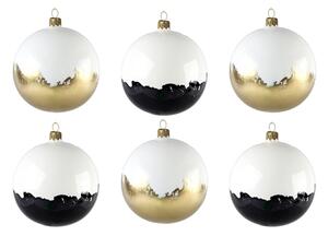 Set vianočných ozdôb v bielej, čiernej a zlatej farbe