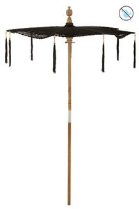 Čierny slnečník s drevenou tyčou Lorie Wood - ∅ 200*260 cm - J-Line by Jolipa