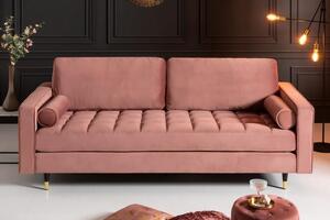 Invicta Interior - Elegantná 3-miestna pohovka COZY VELVET 225 cm matný ružový zamat