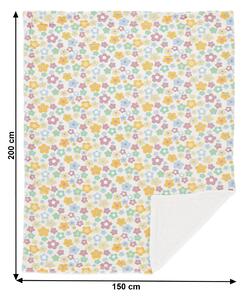 Obojstranná baránková deka Ardle Typ 1 150x200 cm - smotanová / vzor kvety