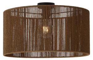 Stropná lampa čierna s hnedým tienidlom z papierového lana 50/50/25 - Combi