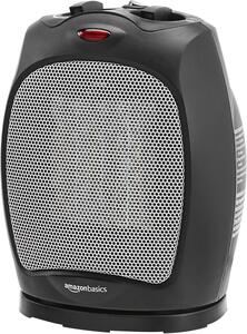 Amazon Basics - Oscilačné keramické podlahové vykurovacie teleso, 1500 W, s nastaviteľným termostatom - čierne