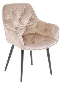 Invicta Interior - Dizajnová stolička MILANO šampanský zamat s prešívaním Chesterfield