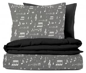 Ervi Bavlnené obliečky DUO - Music Style/ čierne