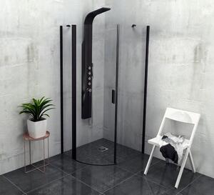 Polysan ZOOM LINE BLACK štvrťkruhová sprchová zástena 900x900mm, číre sklo, ľavá