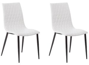 Sada 2 jedálenských stoličiek krémová umelá koža čalúnené stoličky prešívané operadlo bez opierok vintage dizajn