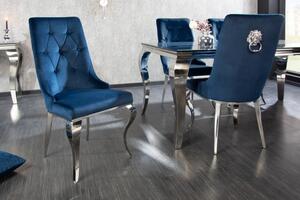 Invicta Interior - Elegantná stolička MODERN BAROQUE II, kráľovská modrá, zamat, nerezová oceľ