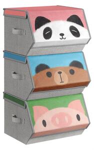 Detské stohovateľné boxy na hračky RFB760P02 (3 ks)
