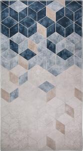 Tmavomodro-krémový prateľný koberec behúň 200x80 cm - Vitaus