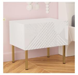MIRJAN 24 Nočný stolík EXITO 46x50 cm biela/zlatá MJ0045 + záruka 3 roky zadarmo