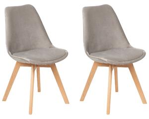 Sada 2 jedálenských stoličiek béžová zamatové čalúnenie sedadla elegantné drevené nohy moderný dizajn
