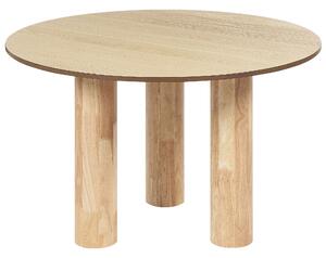 Jedálenský stôl svetlé drevo MDF stolová doska nohy z kaučukového dreva ⌀ 120 cm moderný rustikálny štýl