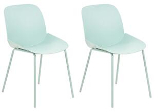 Sada 2 jedálenských stoličiek mätovo zelená plastové hlboké sedadlá súčasný moderný dizajn nábytok do jedálne