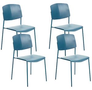 Sada 4 jedálenských stoličiek modrá plast súčasný moderný dizajn nábytok do jedálne