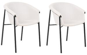 Sada 2 jedálenských stoličiek béžové čalúnenie súčasný moderný dizajn nábytok do jedálne