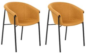 Sada 2 jedálenských stoličiek oranžové čalúnenie súčasný moderný dizajn nábytok do jedálne