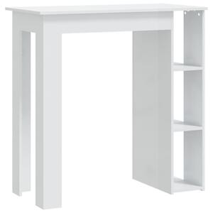 Barový stôl s poličkou lesklý biely 102x50x103,5 cm drevotrieska