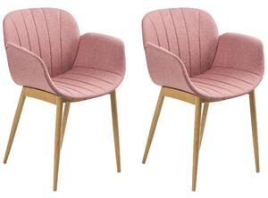 Sada 2 jedálenských stoličiek ružové čalúnenie súčasný moderný dizajn nábytok do jedálne