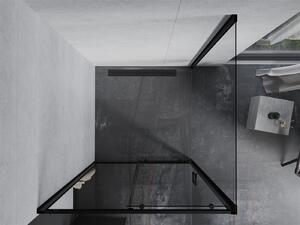 Mexen APIA, sprchový kút s posuvnými dverami 90 (dvere) x 90 (stena) cm, 5mm číre sklo, čierny profil, 840-090-090-70-00