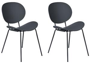 Sada 2 jedálenských stoličiek čierna syntetický materiál čierne kovové nohy minimalistický dizajn moderný škandinávsky štýl