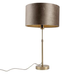 Stolná lampa bronzová so zamatovým tienidlom hnedá 35cm - Parte