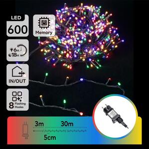 Aigostar - LED RGBY Vonkajší vianočný svetelný reťaz 600xLED/6W/230V/8 funkcií 30m IP44