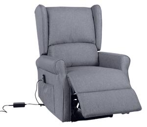 TV kreslo ušiak STILO PLUS s elektrickým polohovaním — látka, sivá, nosnosť 130 kg