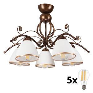 Brilagi - LED Prisadený luster ANTICO 5xE27/60W/230V bronz patina