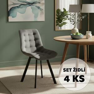 Set - 4 ks Jedálenská stolička AVENBERG NOLA, sivá