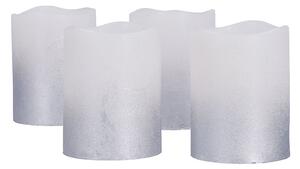 SOLIGHT Sada 4 LED sviečok s časovačom 6,5cm, strieborná farba, 4xCR2032