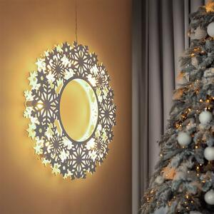 SOLIGHT LED drevený vianočný veniec, 10x LED, biela, 30cm, časovač, 2x AA