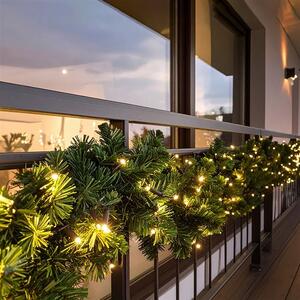 SOLIGHT LED vianočná girlanda s ihličím, 5m, 80x LED, časovač, 3xAA, IP44