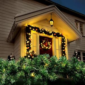 SOLIGHT LED vianočná girlanda s ihličím, 5m, 80x LED, časovač, 3xAA, IP44