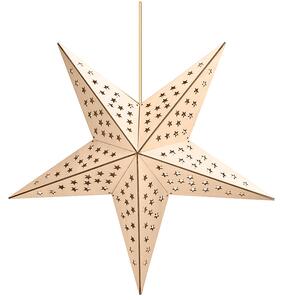 SOLIGHT LED drevená závesná vianočná hviezda, časovač, 20x LED, 65cm, 2x AA
