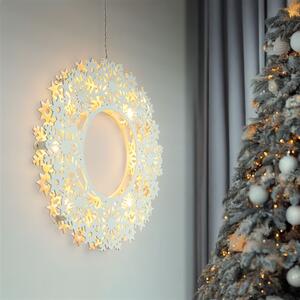 SOLIGHT LED drevený vianočný veniec, 10x LED, biela, 30cm, časovač, 2x AA