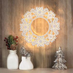 SOLIGHT LED drevený vianočný veniec, 10x LED, biela, 30cm, časovač, 2x AA
