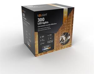 SOLIGHT LED vianočný záves okenný, strieborný, 300x mini LED, 1,2x1,5m, časovač, 8 funkcií, USB, IP20