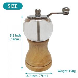 Drevený dizajnový ručný mlynček na korenie alebo soľ biely 14cm