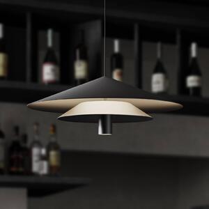Karman LED závesné svietidlo ASSO, čierne, kov, Ø 42 cm, Čierna, Obývacia izba / jedáleň, Hliník, Dizajn, Závesné svietidlo