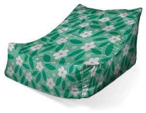Sablio Sedací vak Lounge Biele kvety s lístkami - 80 x 95 x 50 cm