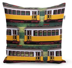 Sablio Vankúš Lisabonské historické električky Zelený Pattern - 40x40 cm