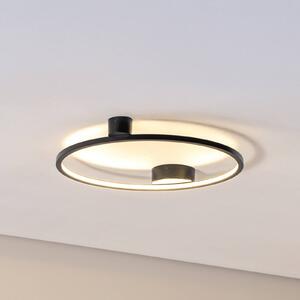 Stropné LED svetlo Saturno, čierne, Ø 50 cm, kov, 4 000 K, Čierna, Obývacia izba / jedáleň, Hliník, Moderný, Závesné svietidlo