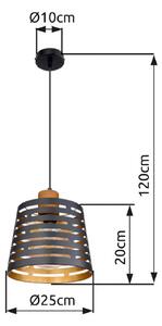 Závesné svietidlo Ablona, Ø 25 cm, čierna/zlatá, kov, Čierna, Obývacia izba / jedáleň, kov, Moderný, Závesné svietidlo