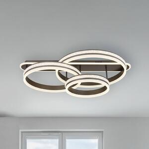 Stropné LED svetlo Grouni, dĺžka 80 cm, titánová farba, kov, Hliník / sivá / zinok, Obývacia izba / jedáleň, kov, Moderný, Stropné svetlo