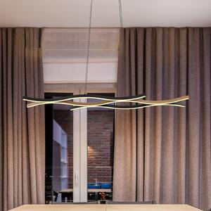LED závesné svietidlo Geronimo, dĺžka 108 cm, čierna/drevený vzhľad, Čierna, Obývacia izba / jedáleň, Hliník, Moderný, Závesné svietidlo